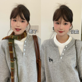 小众叠戴韩系法棍双根条纹细围巾原宿风拼色辣妹长条针织保暖围脖