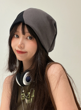 拼接设计冷帽女春秋遮脸显脸小