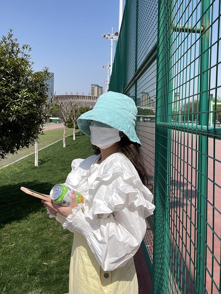双笙欧尼~渔夫帽女春夏大帽檐挡脸纯棉糖果色百搭遮阳防晒帽子女