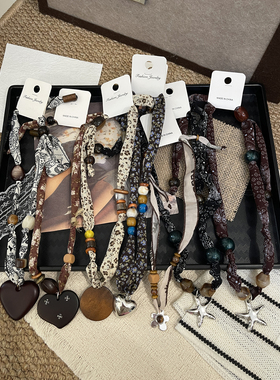 抽拉式花纹爱心长项链毛衣链女春