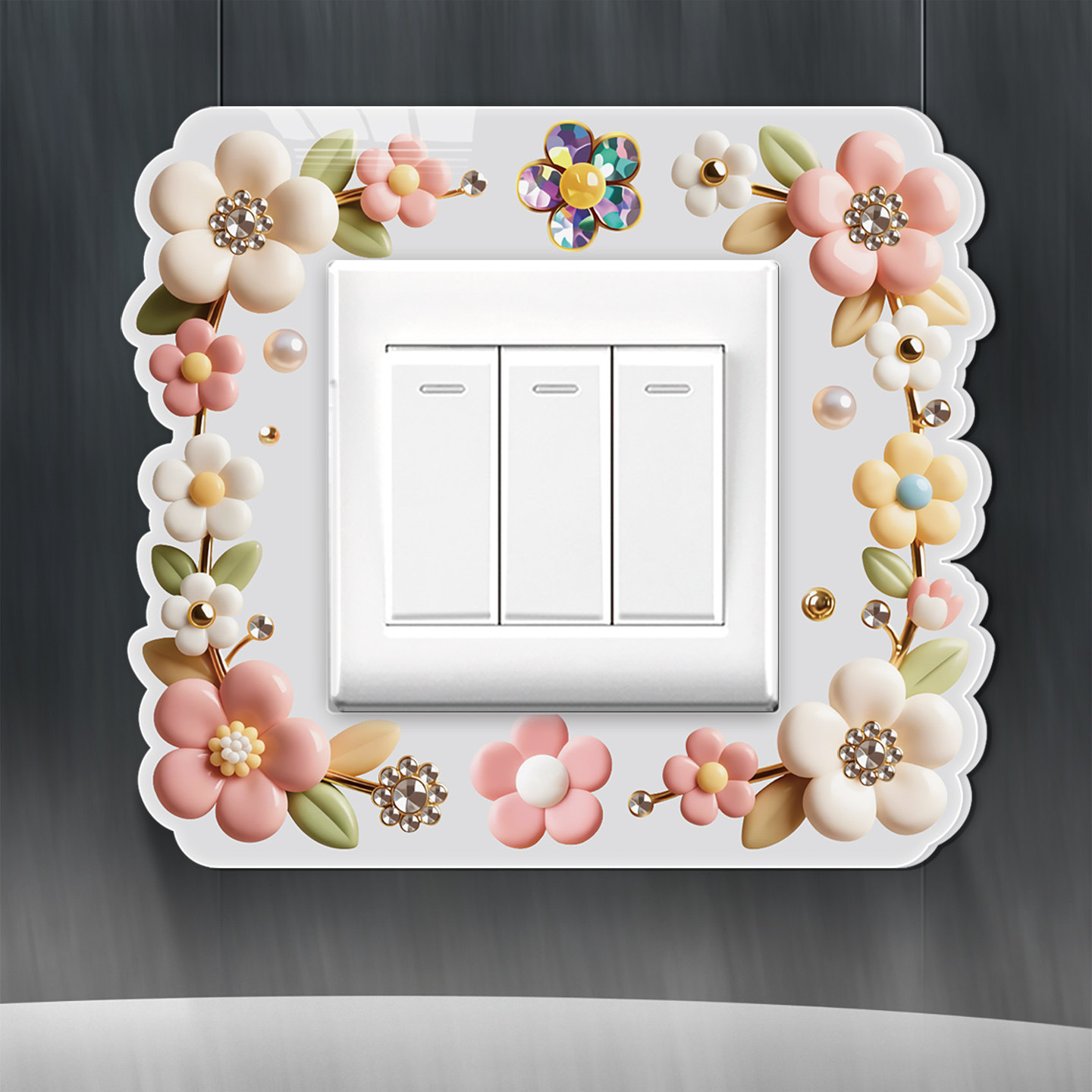 花朵开关贴装饰贴可爱卡通创意墙上遮丑防脏贴卧室插座美化边框套,家居饰品,开关贴,淘宝优惠券,粉丝福利购,淘宝优惠卷