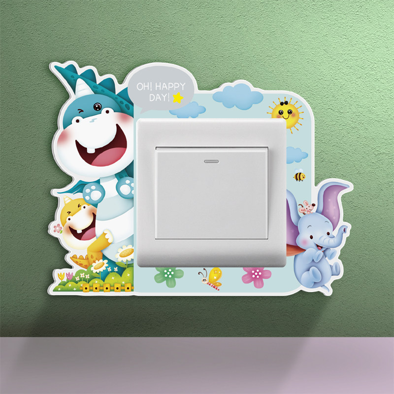 儿童开关贴新款卡通可爱防脏遮丑装饰墙贴3d立体亚克力插座保护套,家居饰品,开关贴,淘宝优惠券,粉丝福利购,淘宝优惠卷