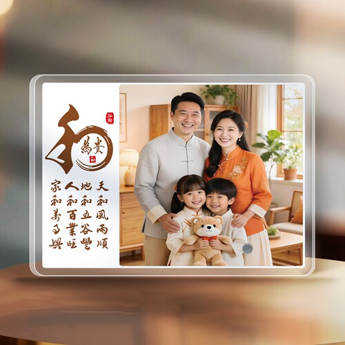 国潮亚克力摆台全家福相框定制