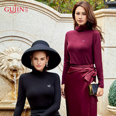 古今红色本命年春季 蚕丝高领中厚加绒简约时尚 百搭保暖衣女3L394