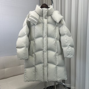 2025新款茧型泡芙90白鸭绒中长款宽松时尚连帽加厚羽绒服女过膝冬