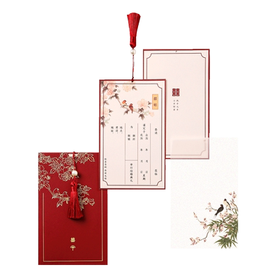 囍缘请柬雀上枝头中式结婚请帖