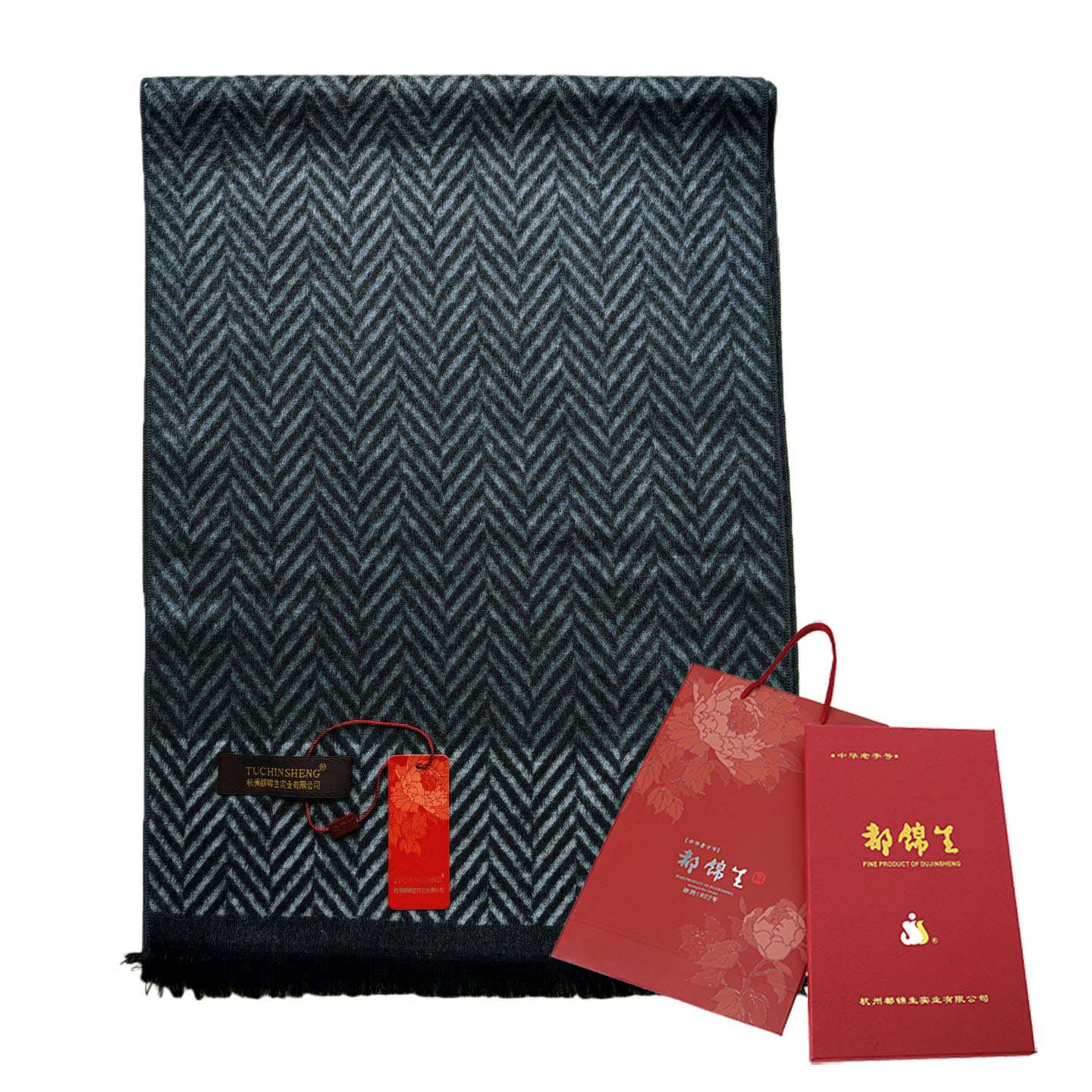 都锦生双面桑蚕丝长围巾真丝拉绒保暖秋冬长丝巾礼盒装男女学院风