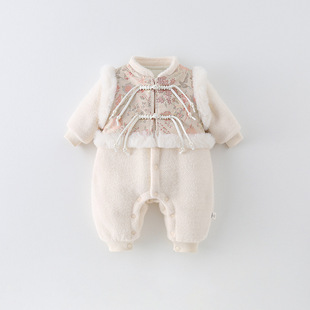 冬装 女宝宝连体衣满月周岁棉衣女婴冬天外出爬服 洋气婴儿衣服冬季