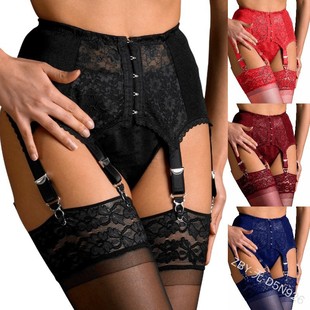 腰封式 6爪钩性感高档精品百搭 臀部透明光泽布金属夹扣六勾吊袜带