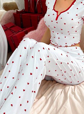 性感短袖长裤家居服睡衣套装女 Homewear Pajamas Set Women