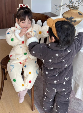 儿童睡衣加绒加厚宝宝中小童软绵绵家居服男女童睡衣