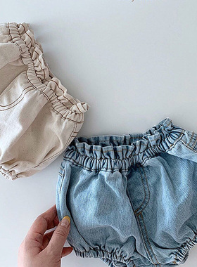 韩版童装2020夏季新品婴幼儿新生男女宝宝花边腰包屁裤百搭小短裤