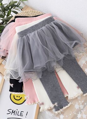 女童装洋气秋冬假两件加绒裙裤新款中小童打底裤外穿长裤子