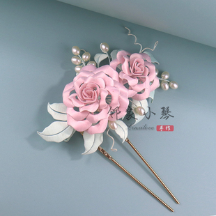 鄰家小琴手工diy卷邊玫瑰纏花材料包古風(fēng)發(fā)飾品制作配件漢服頭飾