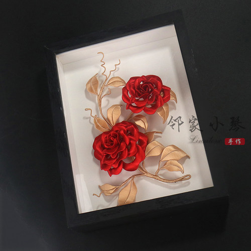 非遗手工卷边玫瑰缠花材料包古风