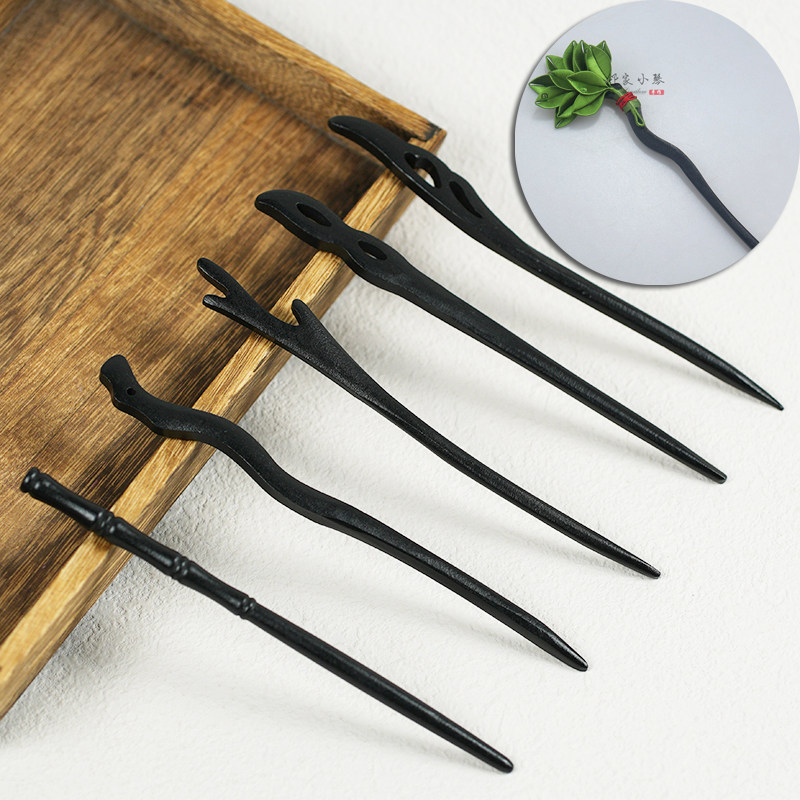 新款仿黑檀木簪子汉服发饰品制作主体手工缠花diy发簪体材料配件