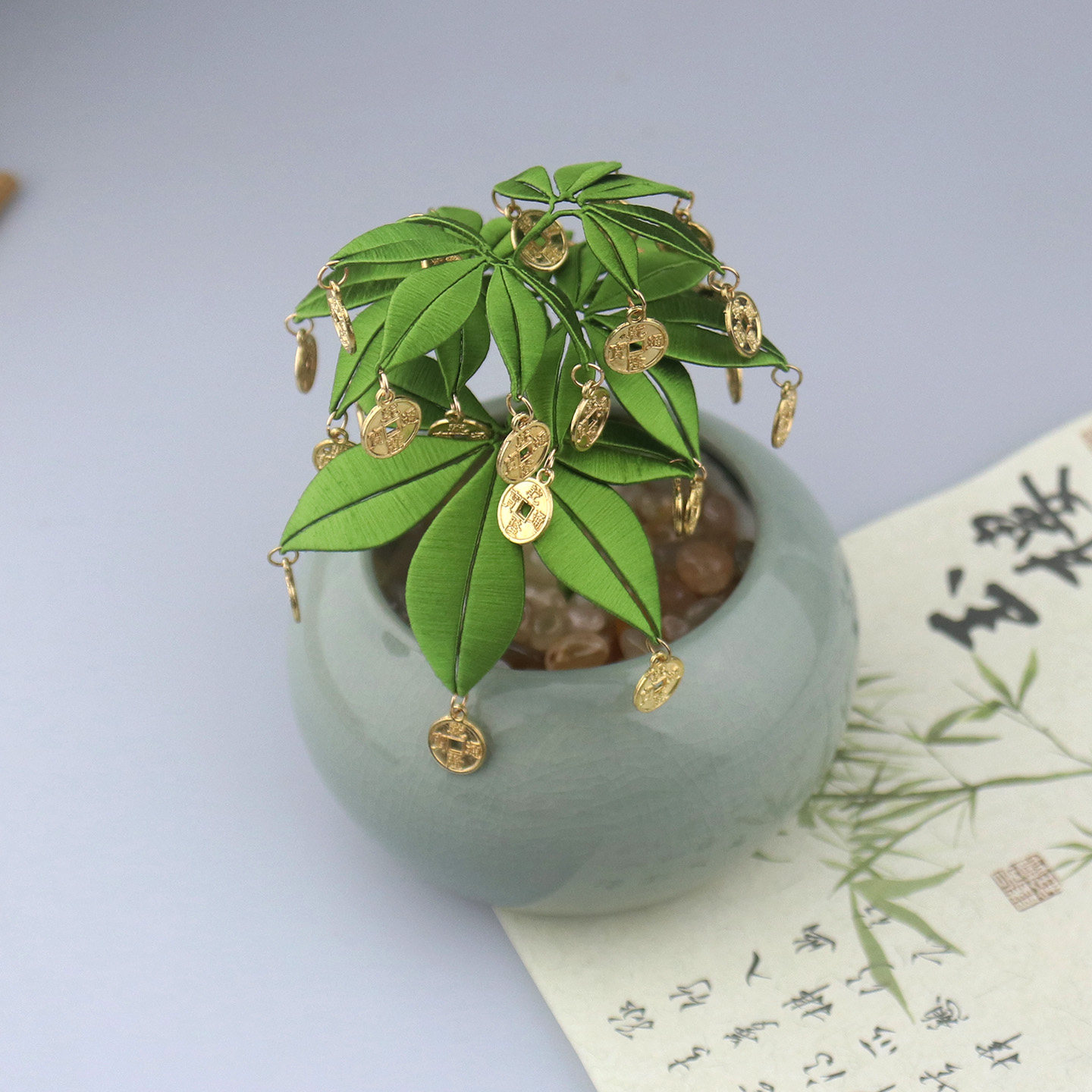 手工diy免裁发财树缠花材料包图片