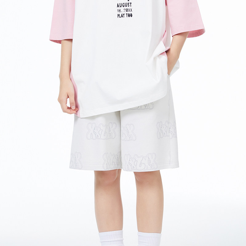 XXZXX品牌六折潮牌儿童青少年亲子春夏季设计款满印logo棉运动裤