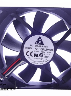 原装台达 AFB0812VHB 8015 12V 0.3A 三线测速机箱超薄散热风扇