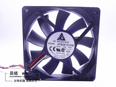 原装台达 AFB0812VHB 8015 12V 0.3A 三线测速机箱超薄散热风扇