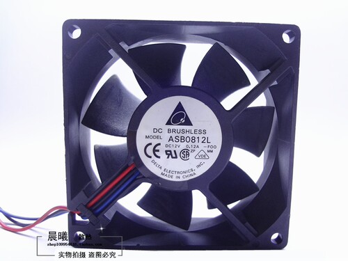 台达 ASB0812L 12V 0.12A 8厘米 8025 3线 CPU 机箱 超静音风扇