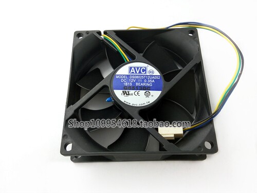 AVC 8025 12V 0.35A DS08025T12UA052 4线温控 8厘米 CPU机箱风扇