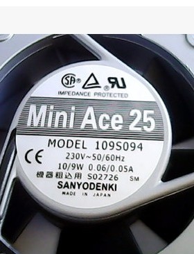 原装日本SANYO三洋109S094 230V 10/9W 9CM9225 铝框交流散热风扇