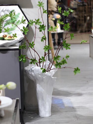 设计师白色花瓣花瓶展厅样板房客厅陈列师款摆件售楼处轻奢干花艺