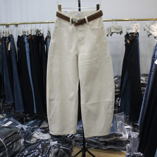 长裤 艾拿98757时尚 女保暖显瘦弯刀裤 2025年冬季 植绒宽松牛仔垮裤