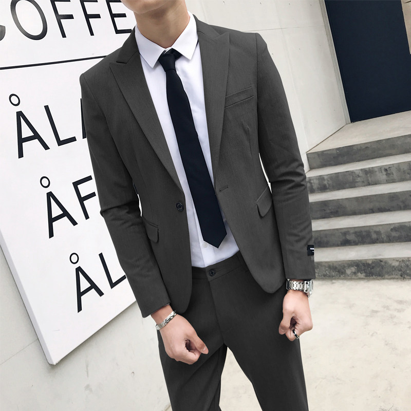 KOREAN VERSION SUIT SUIT MENS BUSINESS CASUAL HANDSOME SLIM FORMAL WEAR WEDDING BRITISH RUFFIAN HANDSOME HIGH-END SUIT MEN