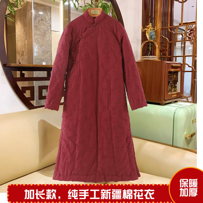 棉衣棉服加长款中式旗袍盘扣加厚棉衣/棉服
