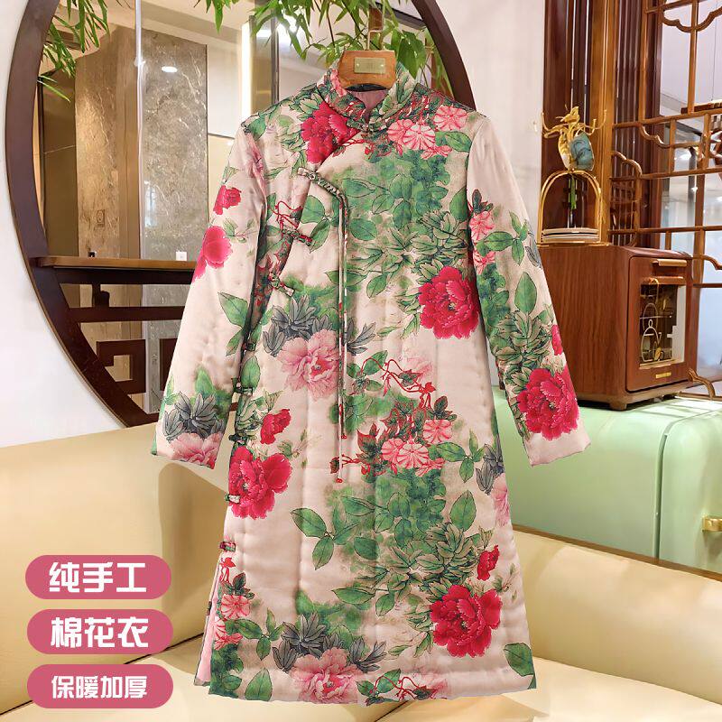 棉服棉衣新中式盘扣旗袍加厚保暖棉衣/棉服