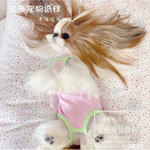 宠物包肚衣纸样猫咪泰迪比熊柯基手术绝育服四脚衣防掉毛吊带图纸