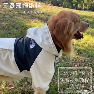 大狗雨披边牧金毛雨衣图纸户外运动风连帽雨披纸样 猫狗冲锋衣样版