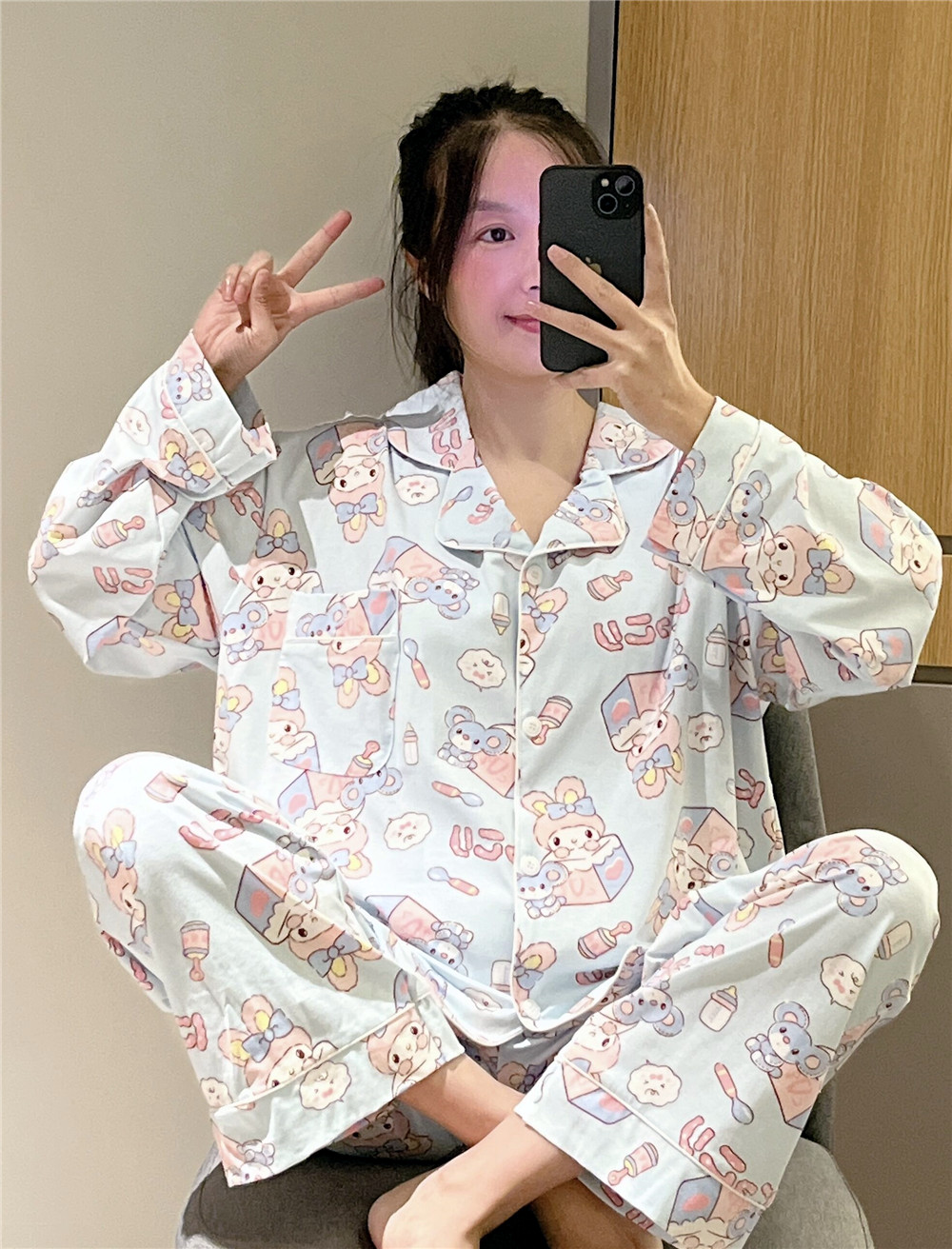 睡衣女可爱大码胖mm200斤套装