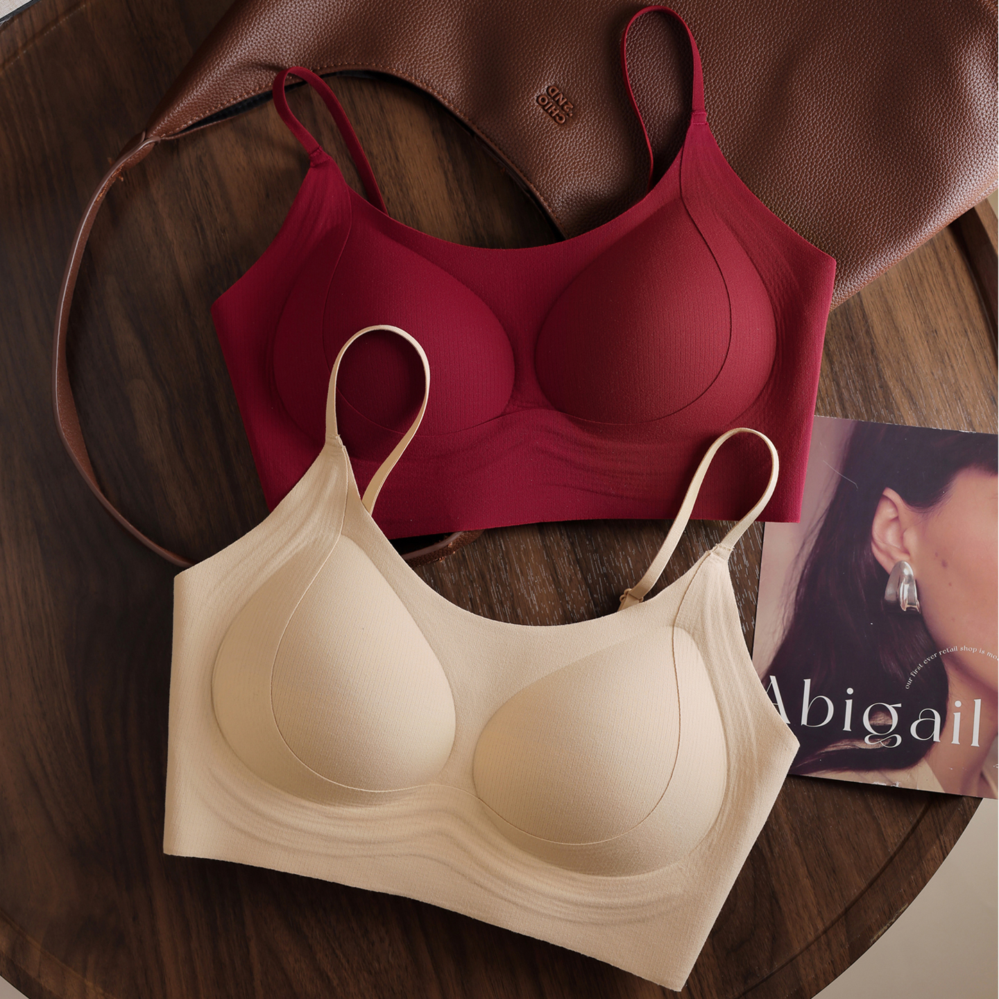 秋冬红色磨毛保暖内衣女结婚新娘聚拢无痕无扣细带文胸本命年胸罩