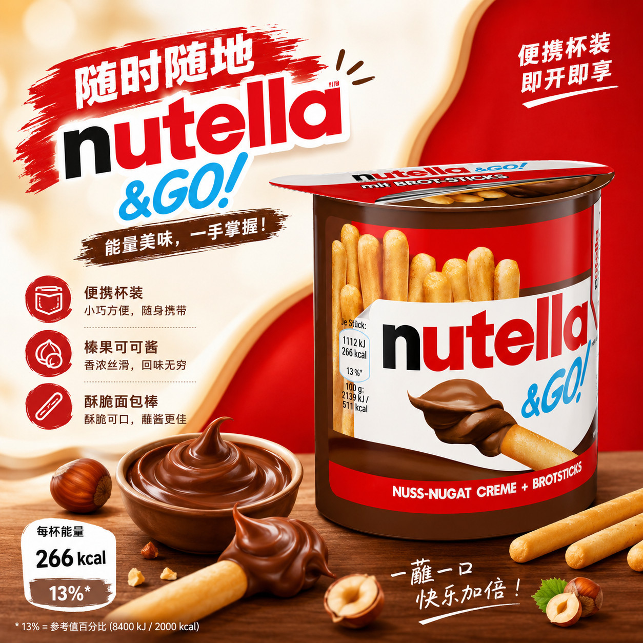 意大利能多益Nutella手指饼干榛果酱同款榛子蘸酱可可酱进口零食图片