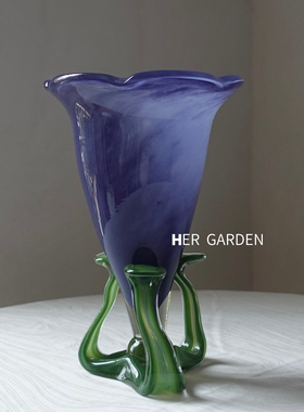 HERGARDEN高级感喇叭花玻璃花瓶摆件轻奢高档客厅家居装饰花器