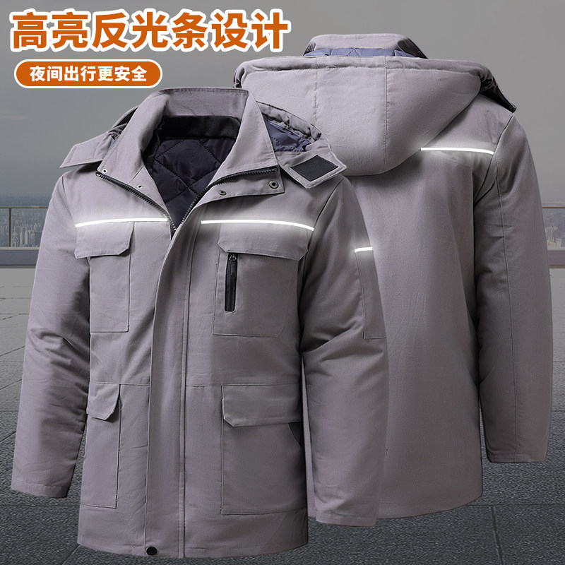 冬季纯棉加厚保暖棉衣多兜大口袋内胆可拆卸棉袄防风御寒带帽子男