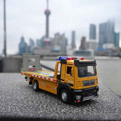 合金平板拖车大号仿真道路救援车模型儿童工程车男孩汽车玩具车