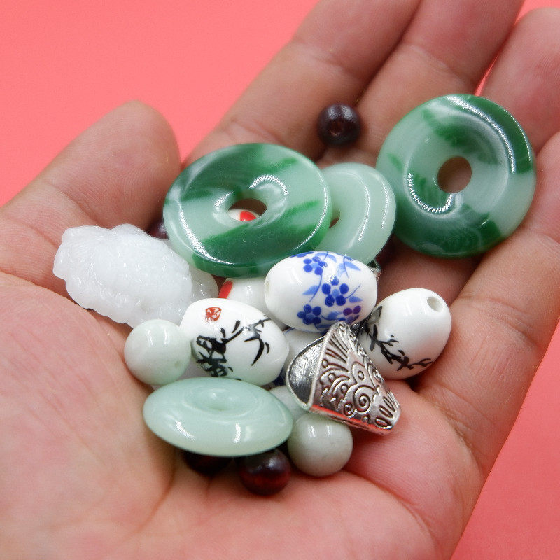 中国结半成品配件铜钱平安扣玉片散珠小葫芦diy手工材料饰品配件