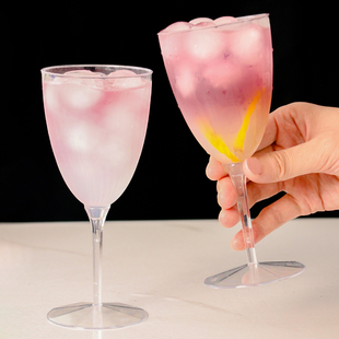 高脚鸡尾酒红酒香槟杯一次性冰淇淋慕斯布丁甜品台杯透明创意塑杯