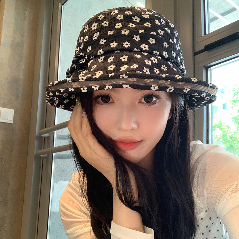 可爱碎花夏天遮阳帽透气防晒太阳帽女防紫外线渔夫帽帽子女夏天
