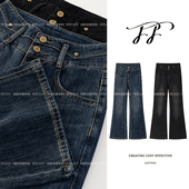 新款 芳芳微胖定制 高腰微喇牛仔裤 显瘦时尚 F3078 单裤 穿搭款 现货