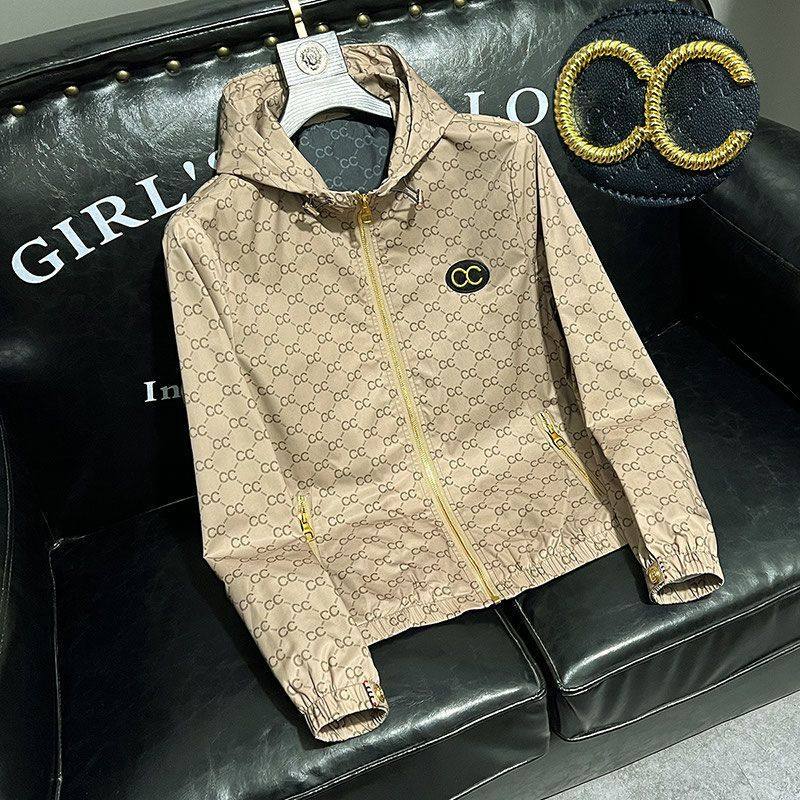 轻奢潮流字母徽章时尚印花夹克男士商务春秋新款高端连帽休闲外套