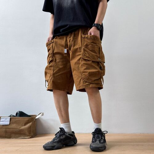 美式多口袋工装短裤男士夏季机能重工直筒痞帅潮牌百搭休闲五分裤
