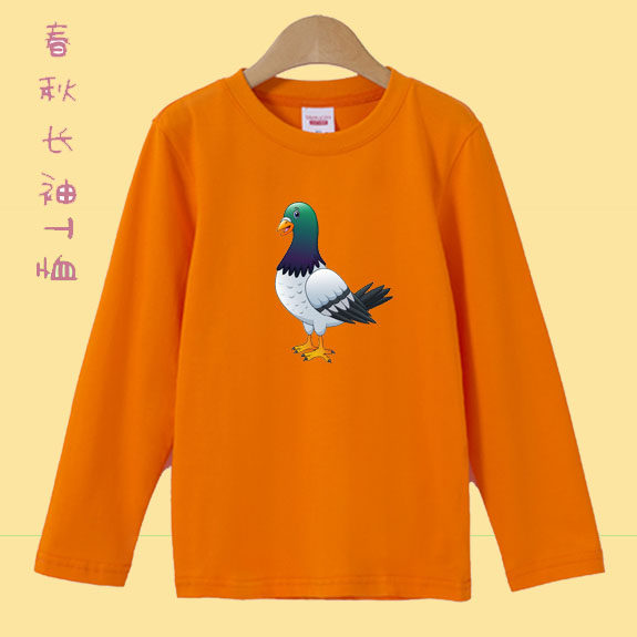 儿童纯棉鸽子长袖T恤男女童装秋 新款宽松卡通 宝宝2026上衣t学生