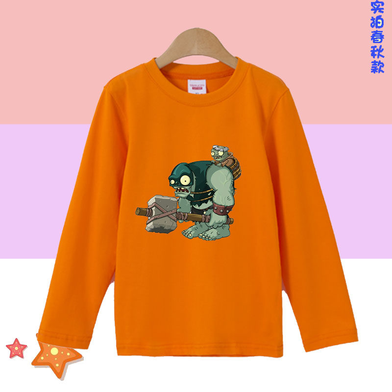 植物大战僵尸 男童2025秋冬橄榄球僵尸长袖T恤运动 衣服女