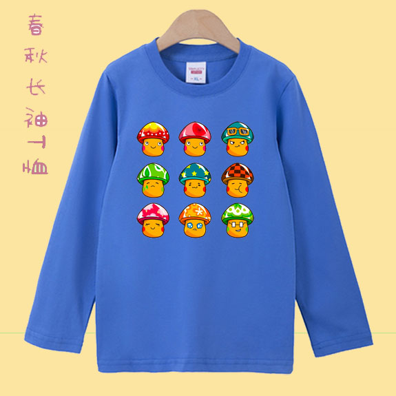 春款可爱小蘑菇图案女童长袖新款纯棉男童2026动物T恤童装