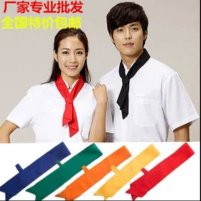 饭店西餐厅服务员领结红色三角巾